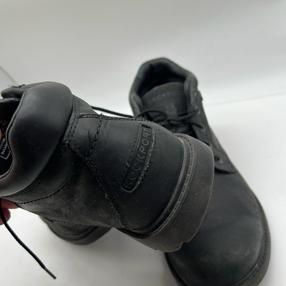 ROCKPORT Men Black Leather Boots Slip Resistant Hydro Shield Waterproof SZ  10 - Picture 4 of 9